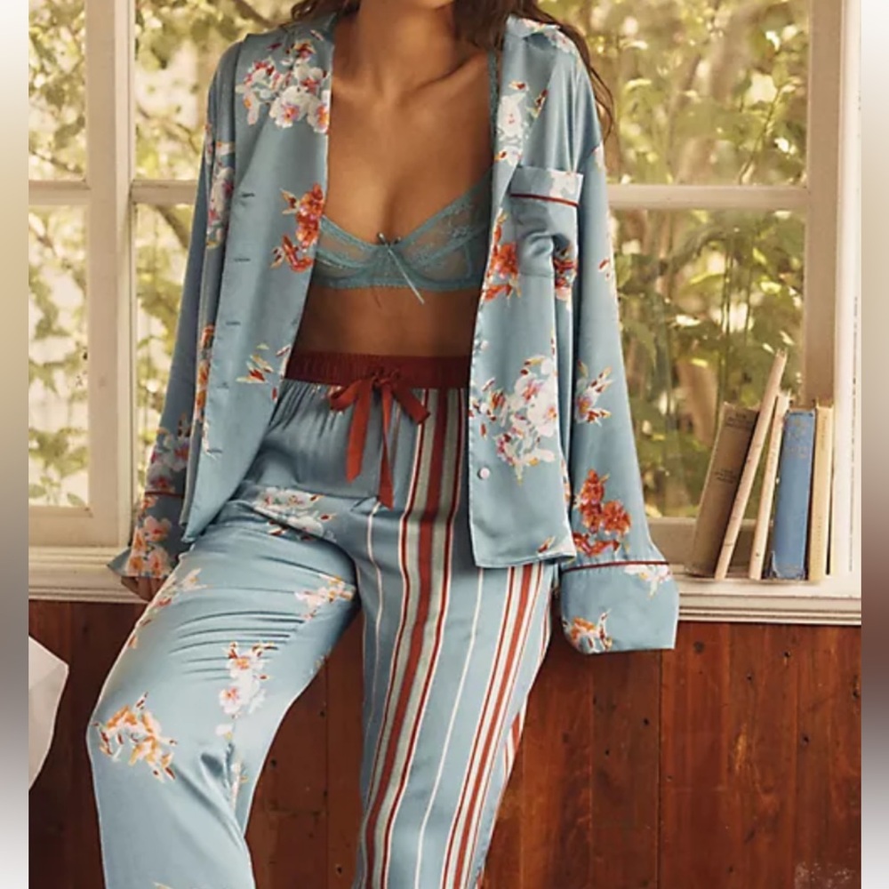 Floral Blue Pajama Set